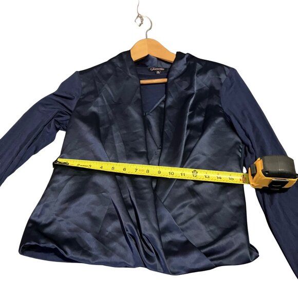 Gianetta Navy Blue Draped Front Long Sleeve Blouse | Size M - Picture 6 of 10